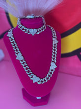 The Heart Cuban Link necklace and bracelet Set