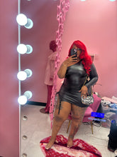 One Shoulder Lace Up Leather Dress