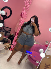 Light Denim high waist short set