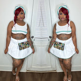 3 Pc Skirt Tennis Set (Hat, Top, skirt)