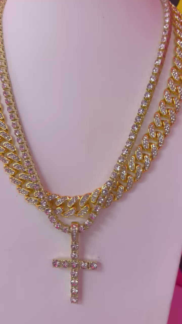 2Chainz Double Up Link & Tennis Necklace Set