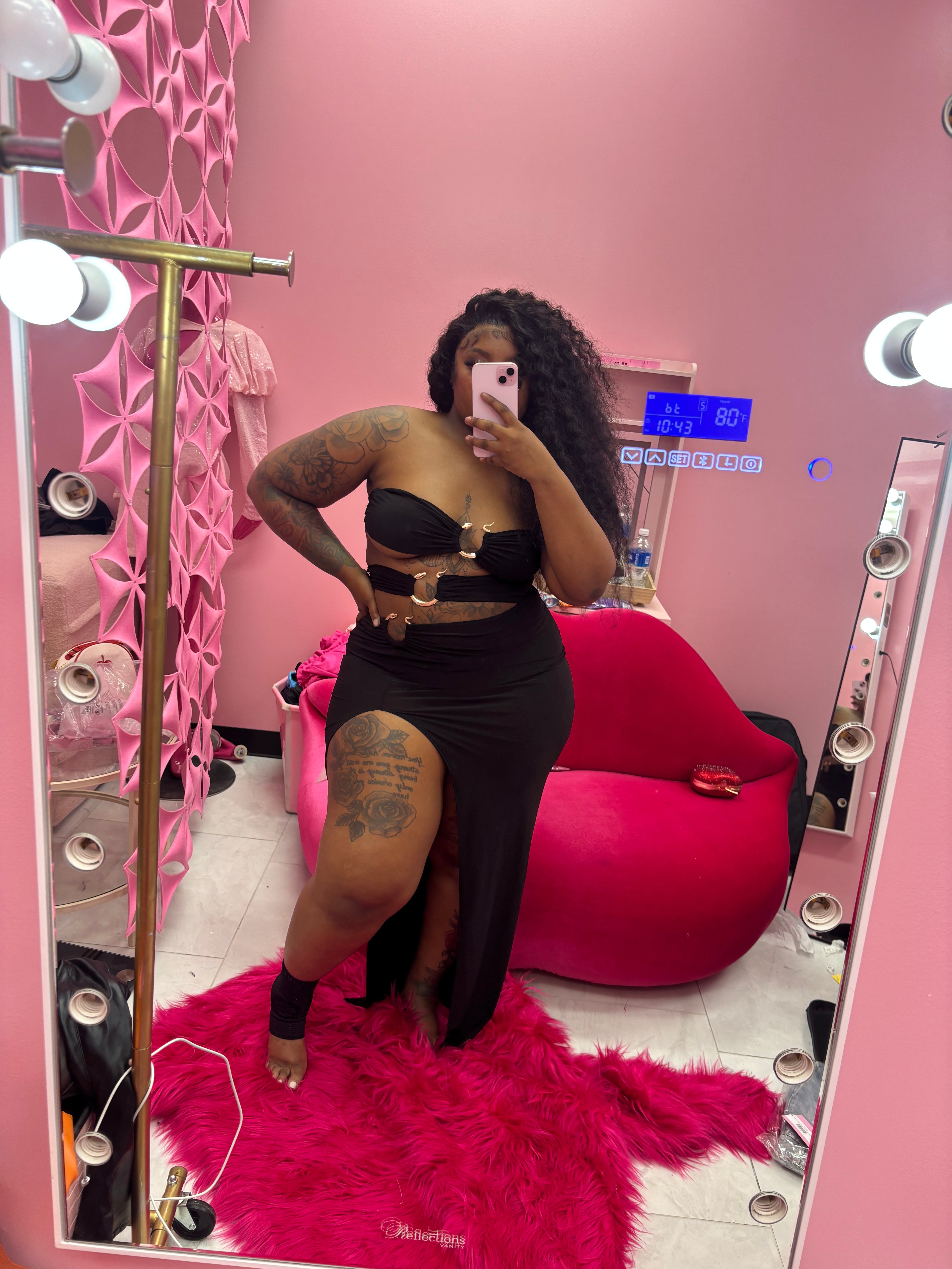 Asymmetric Strapless Slit Dress