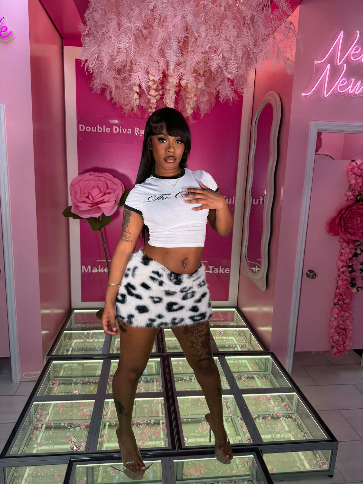 The Original Chick Fur Print Skirt Set