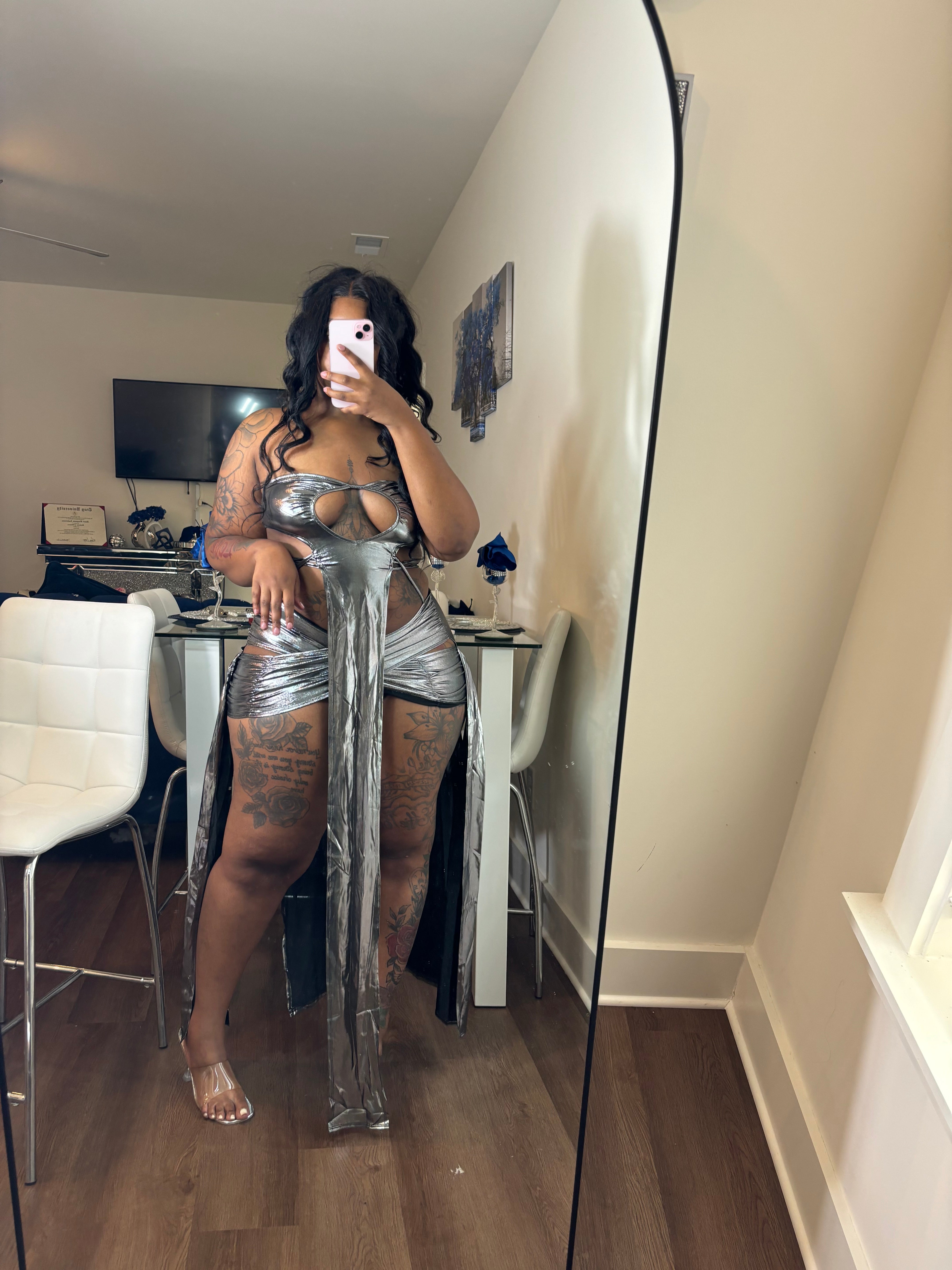 All Eyes On Me Metallic Dress