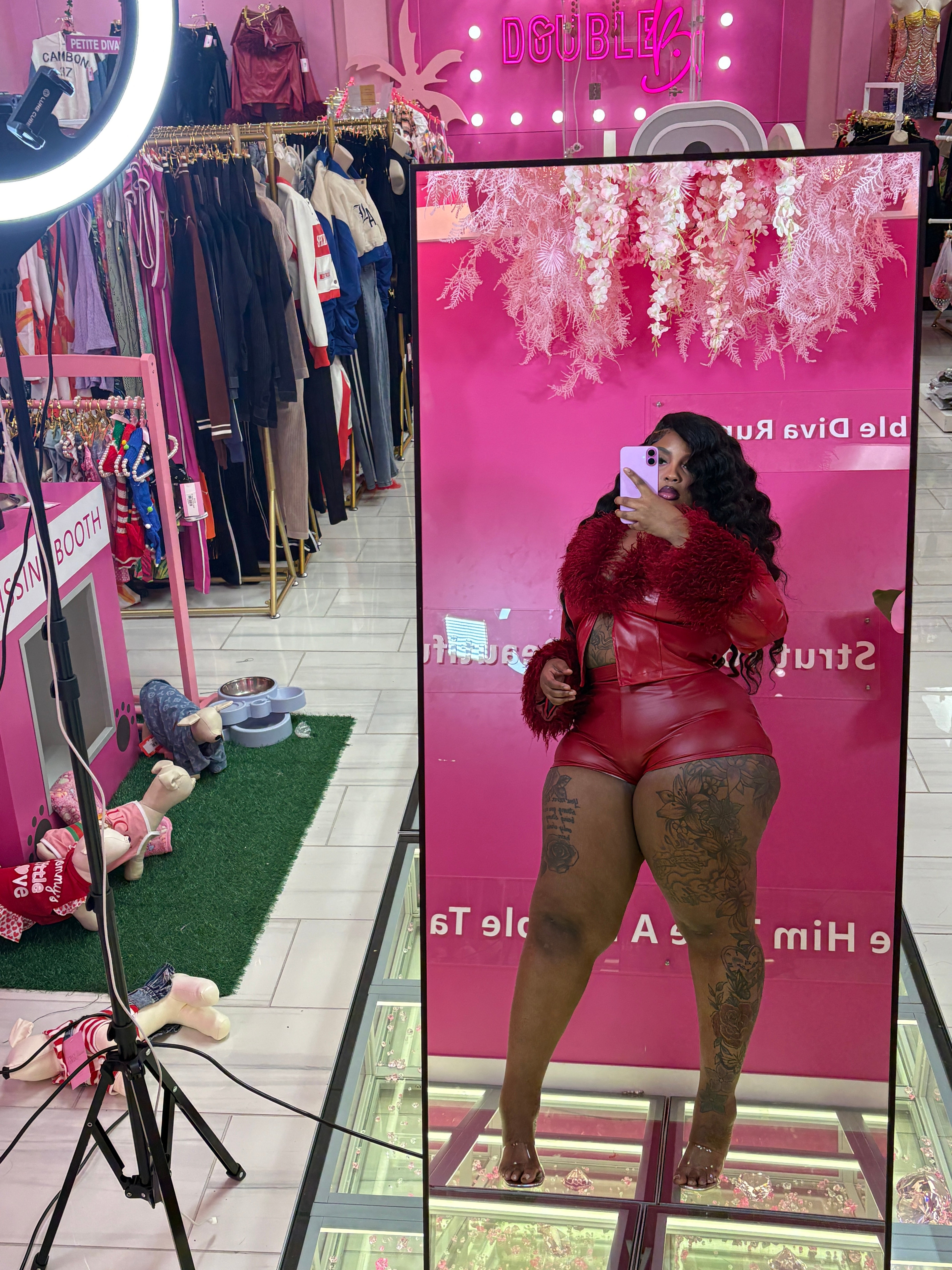 Baddie Night Out Fur Short Set