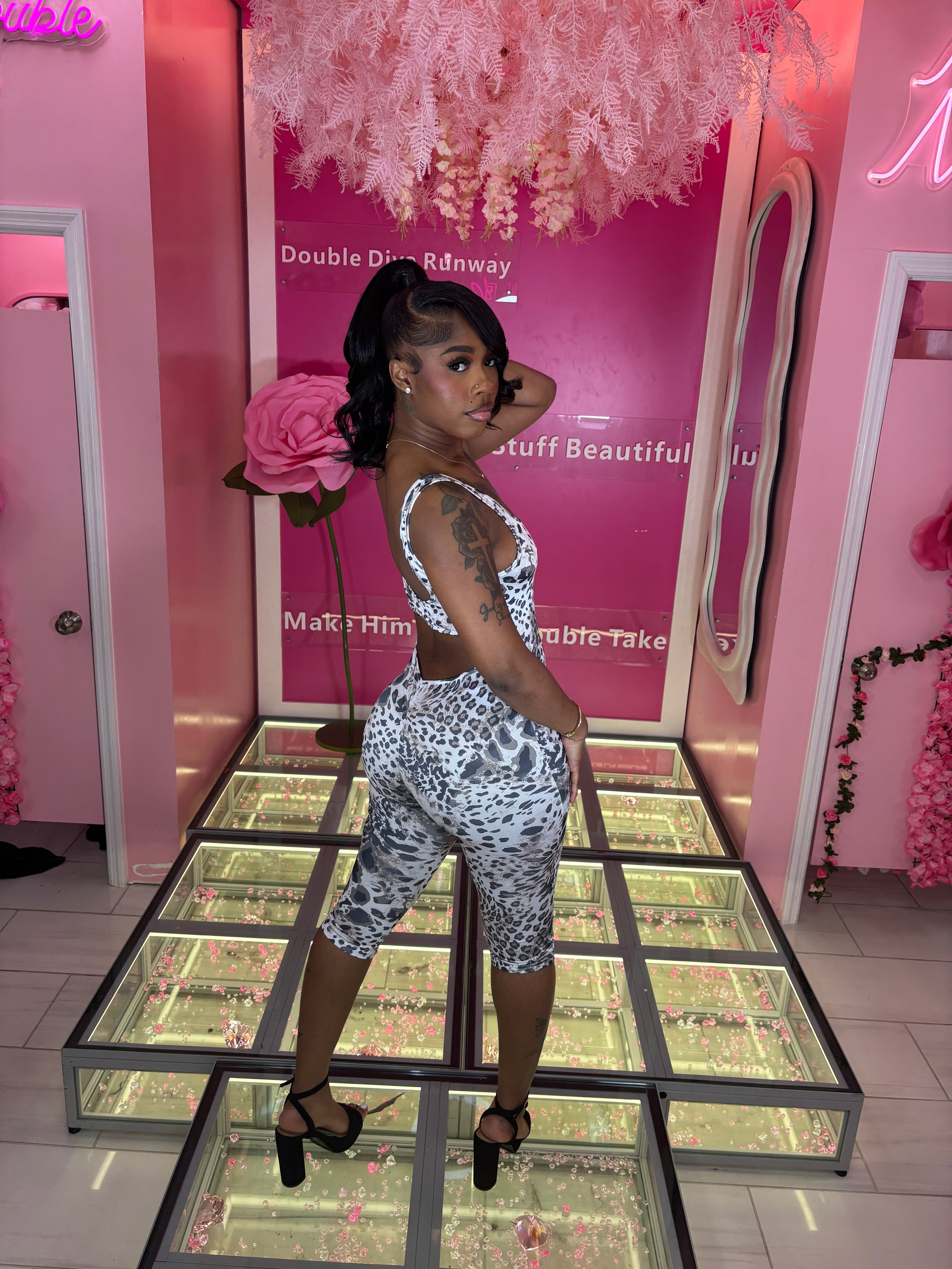 Cheetah Printed Capri Jumpsuit