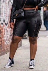 Biker Lether & Lace Up Plus Capris