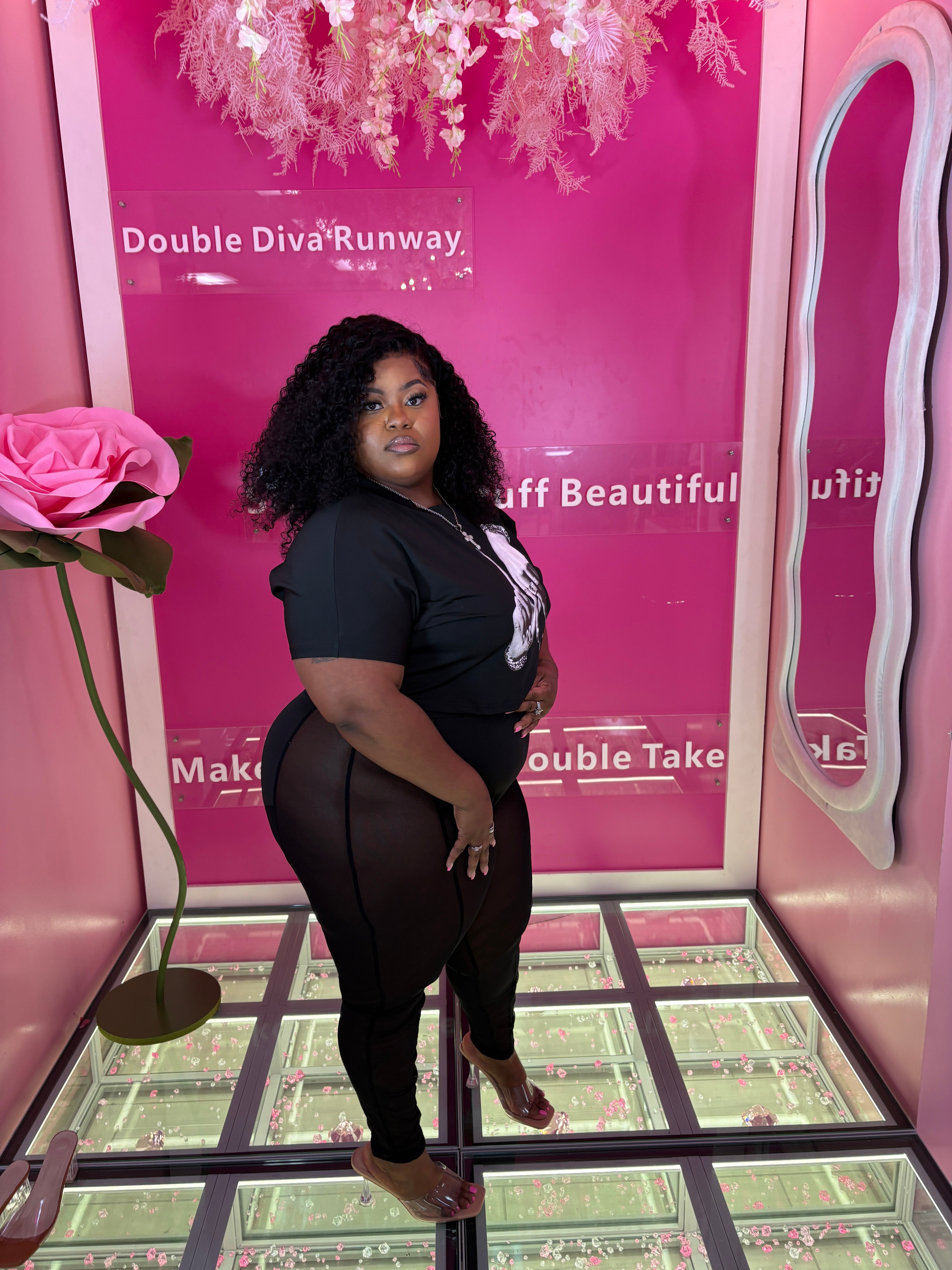 LA Rocks Plus Crop Top and Sheer Tight Set – Twofold Charm Boutique