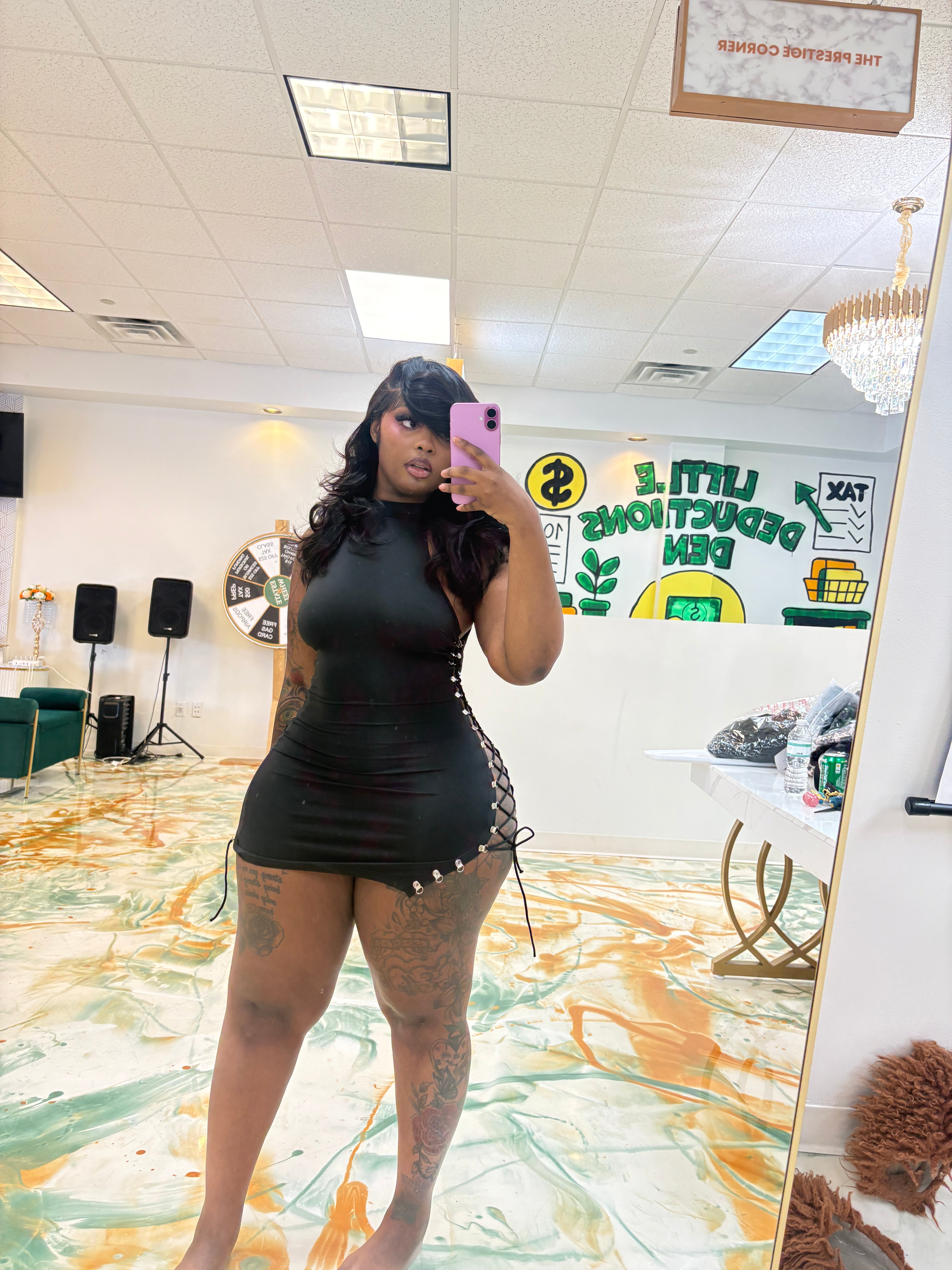 String Me In Lace-Up Mini Dress