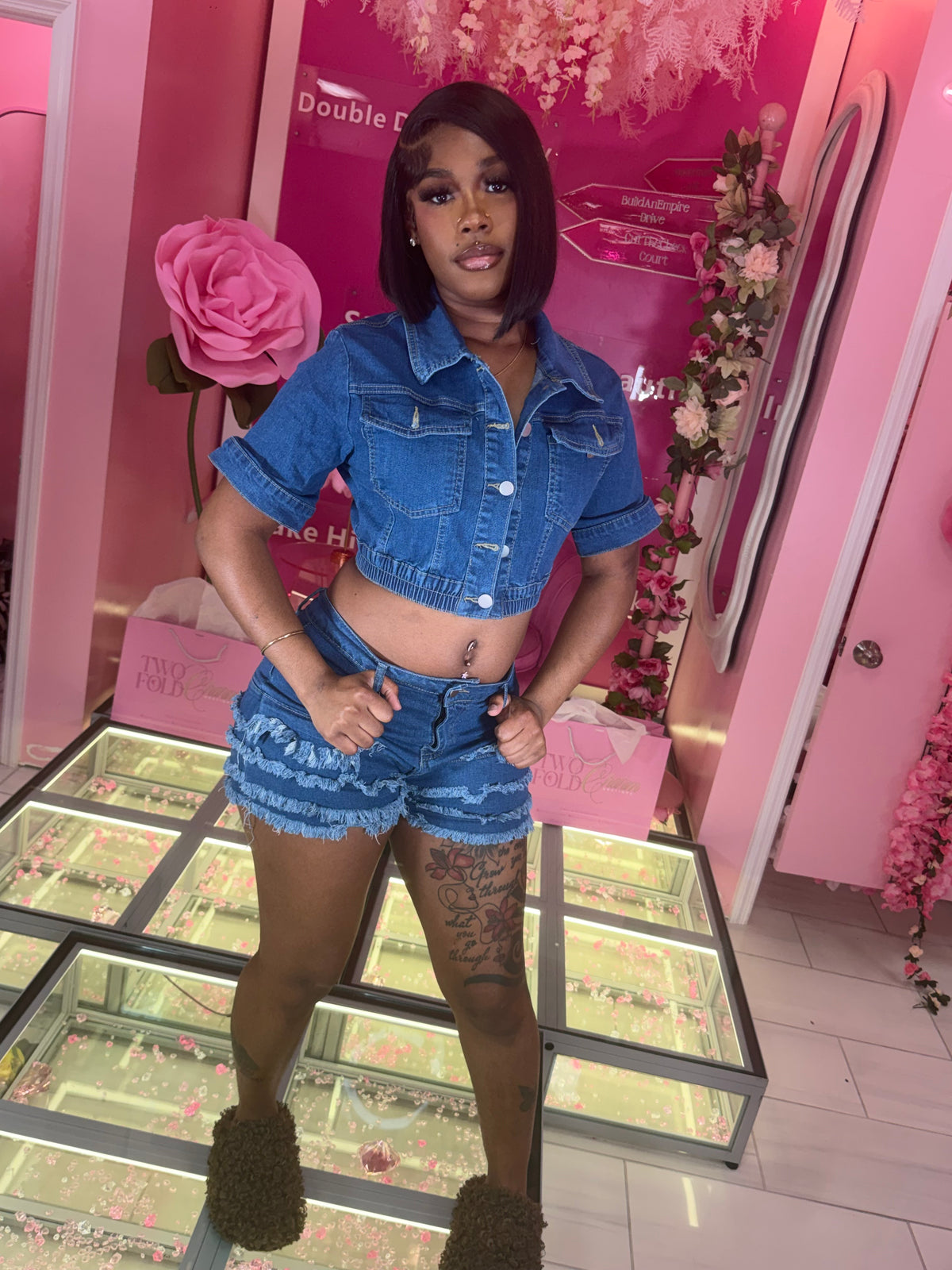 The Shingle Denim Short Set