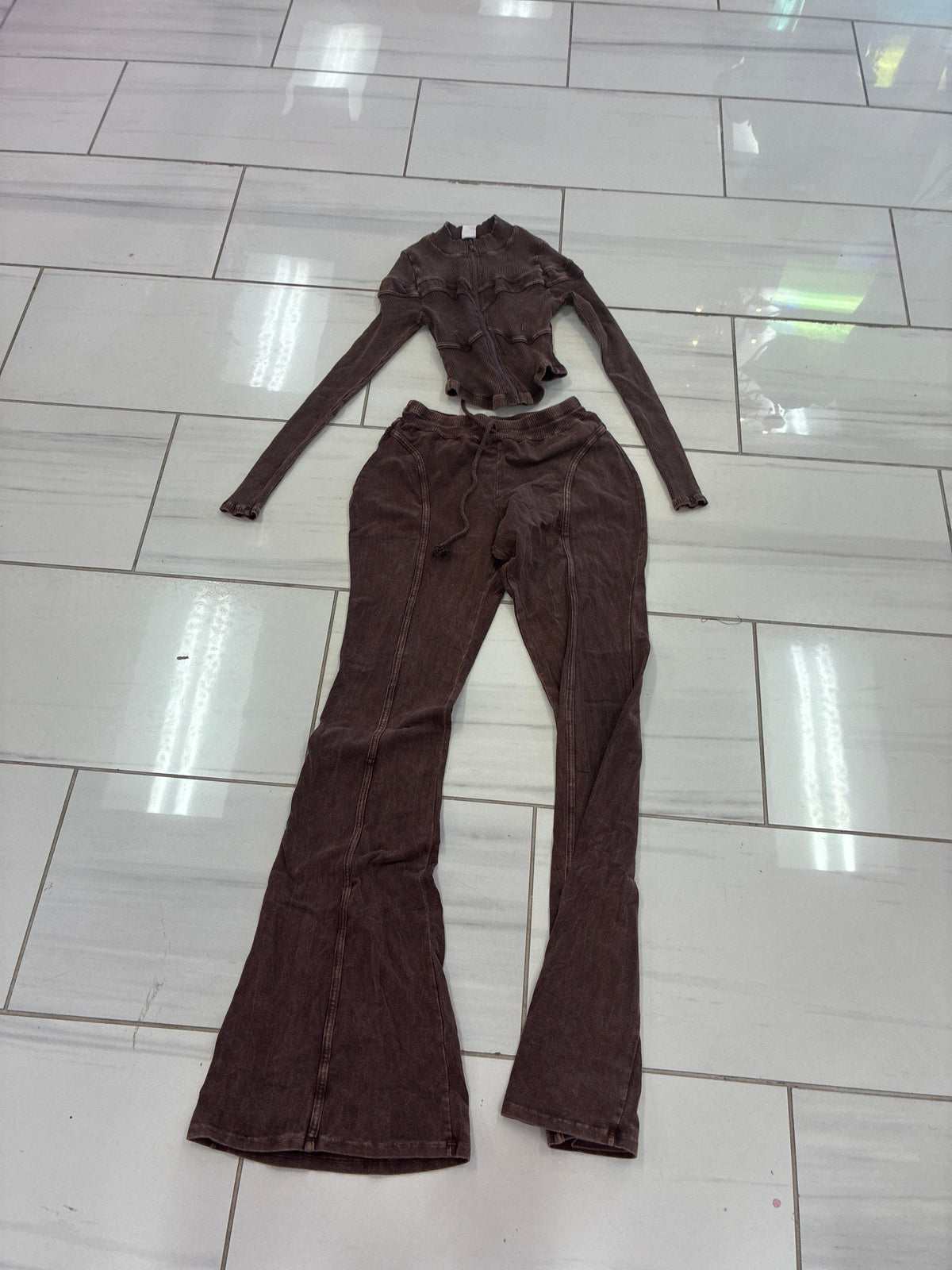 The Stone Wash Jacket Flare Set
