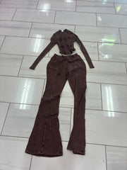 The Stone Wash Jacket Flare Set