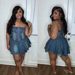 Lacey Up Jean Dress