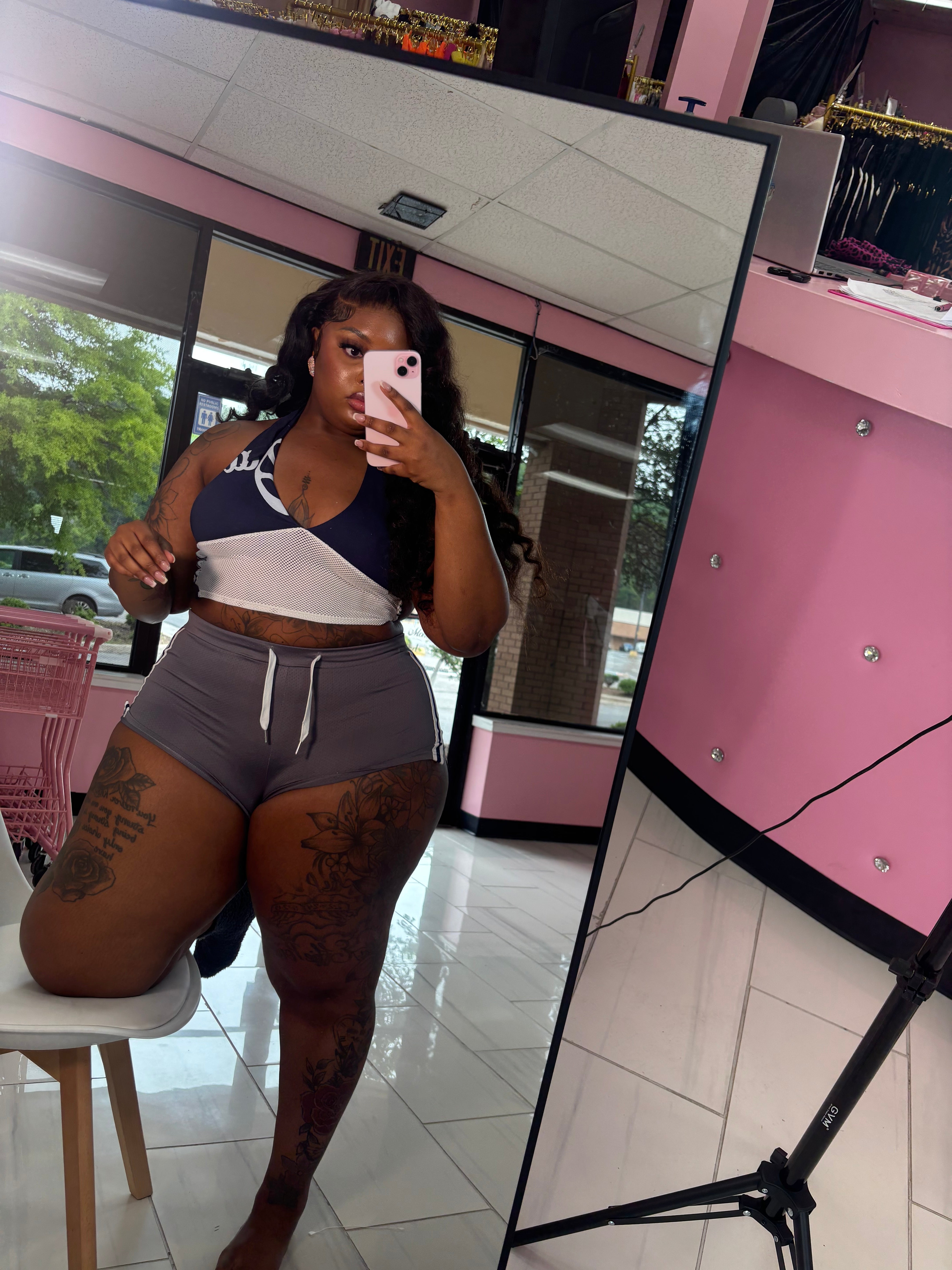 The Plus Size Mesh Sport Short set