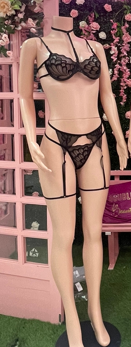 Spitzen-Dessous-Set mit Wellenmuster