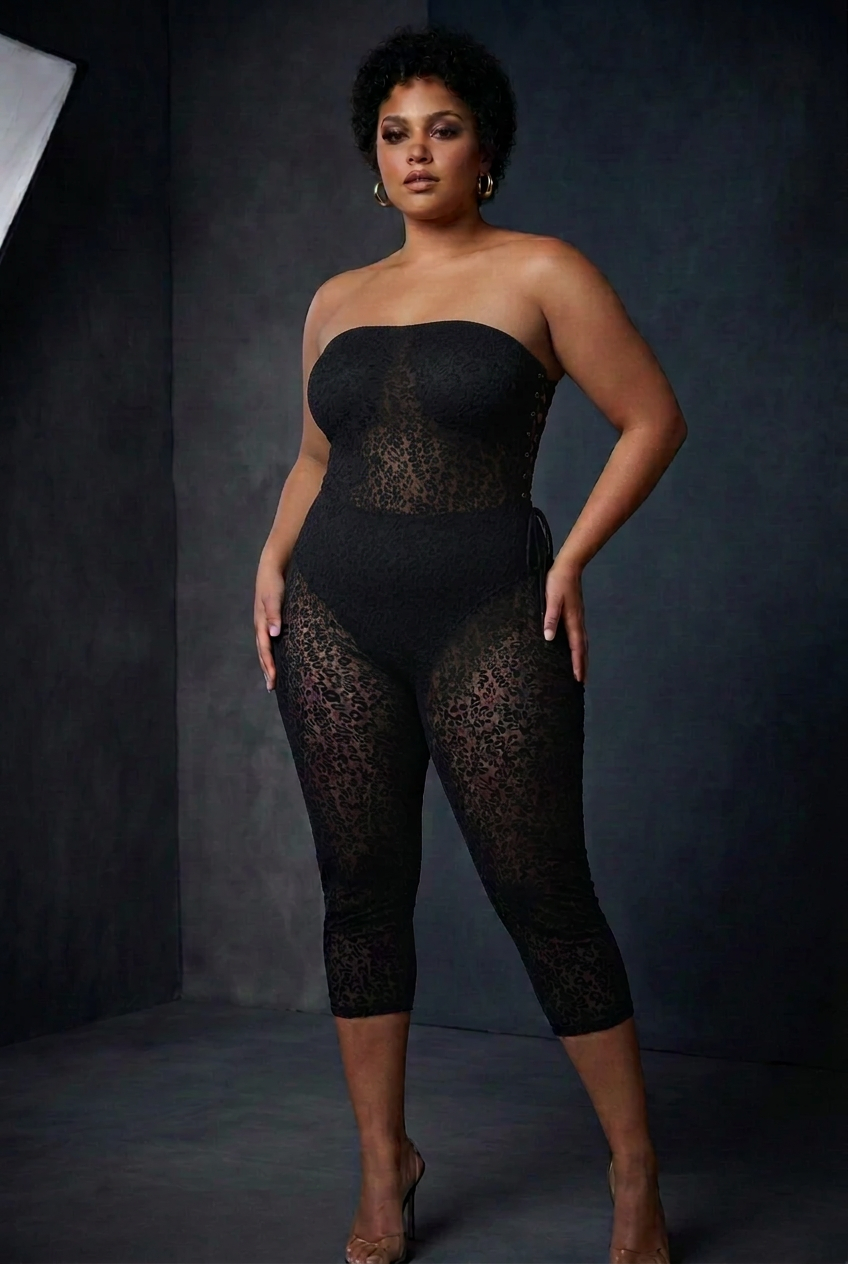 Curvy Diva Sexy Lace Plus Leotard- Corset Jumper