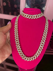 Cuban link necklace and bracelet set