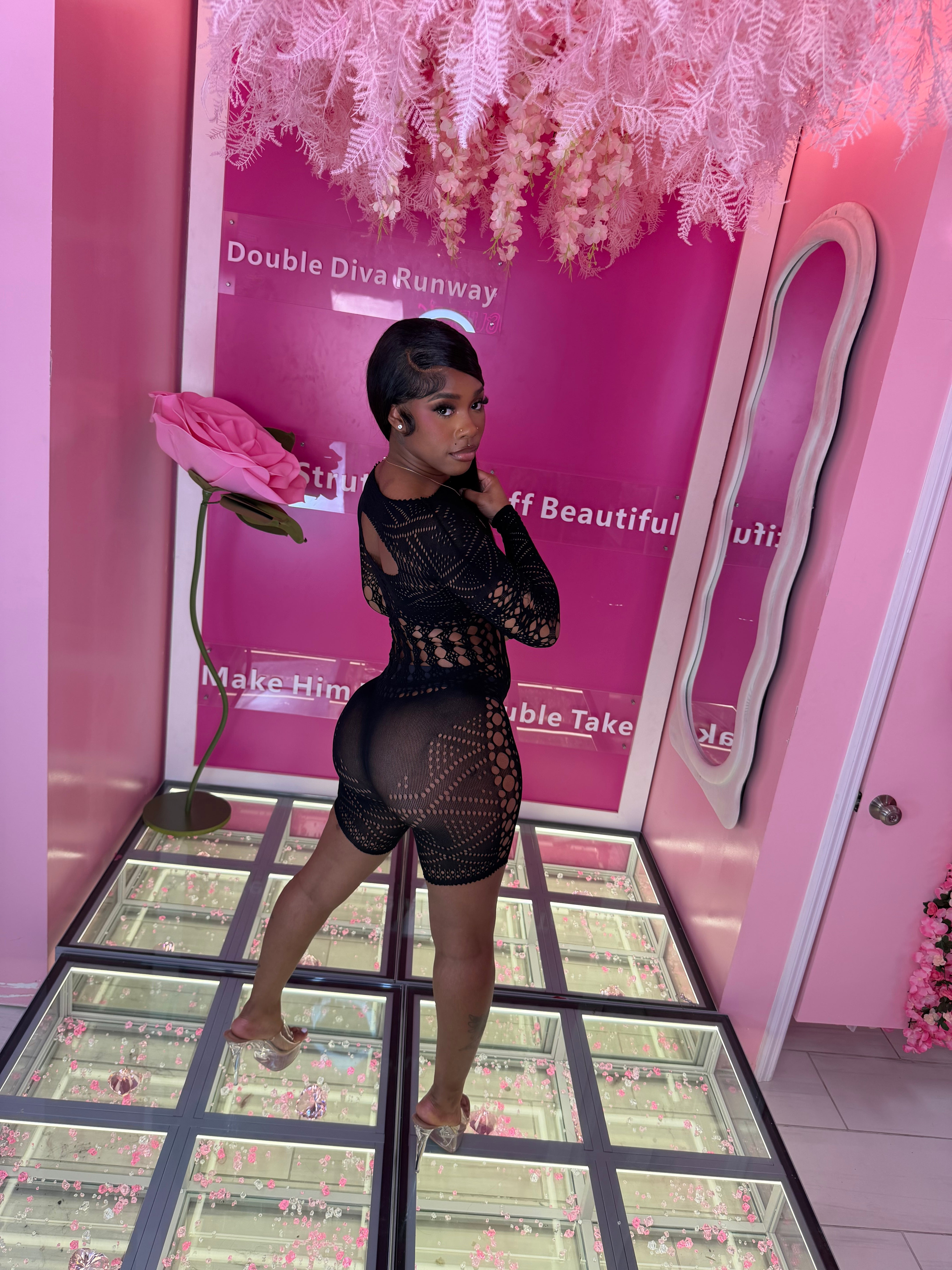 Miss Revel It All Mesh Poster Girl Jumper