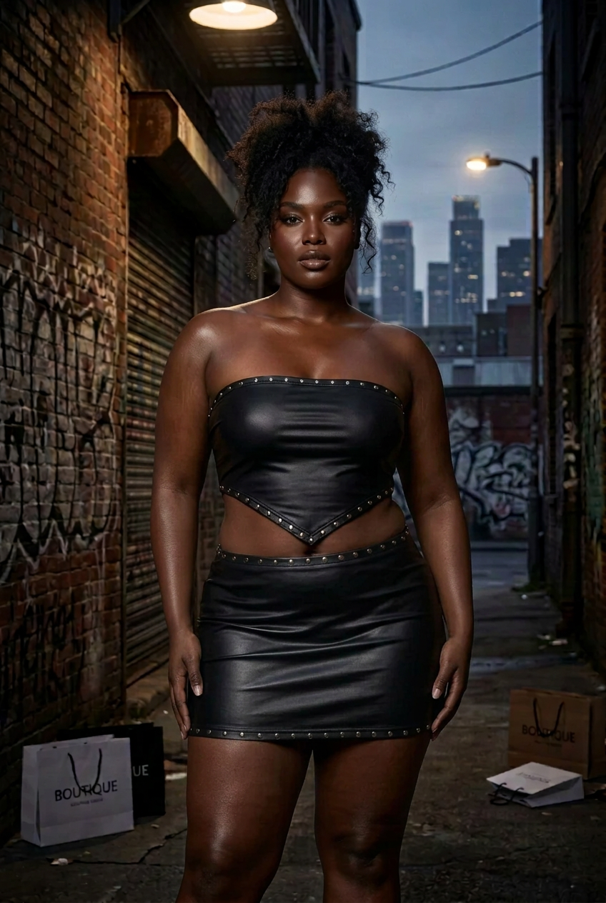 Studded Rodeo Leather Plus Halter & Skirt Set