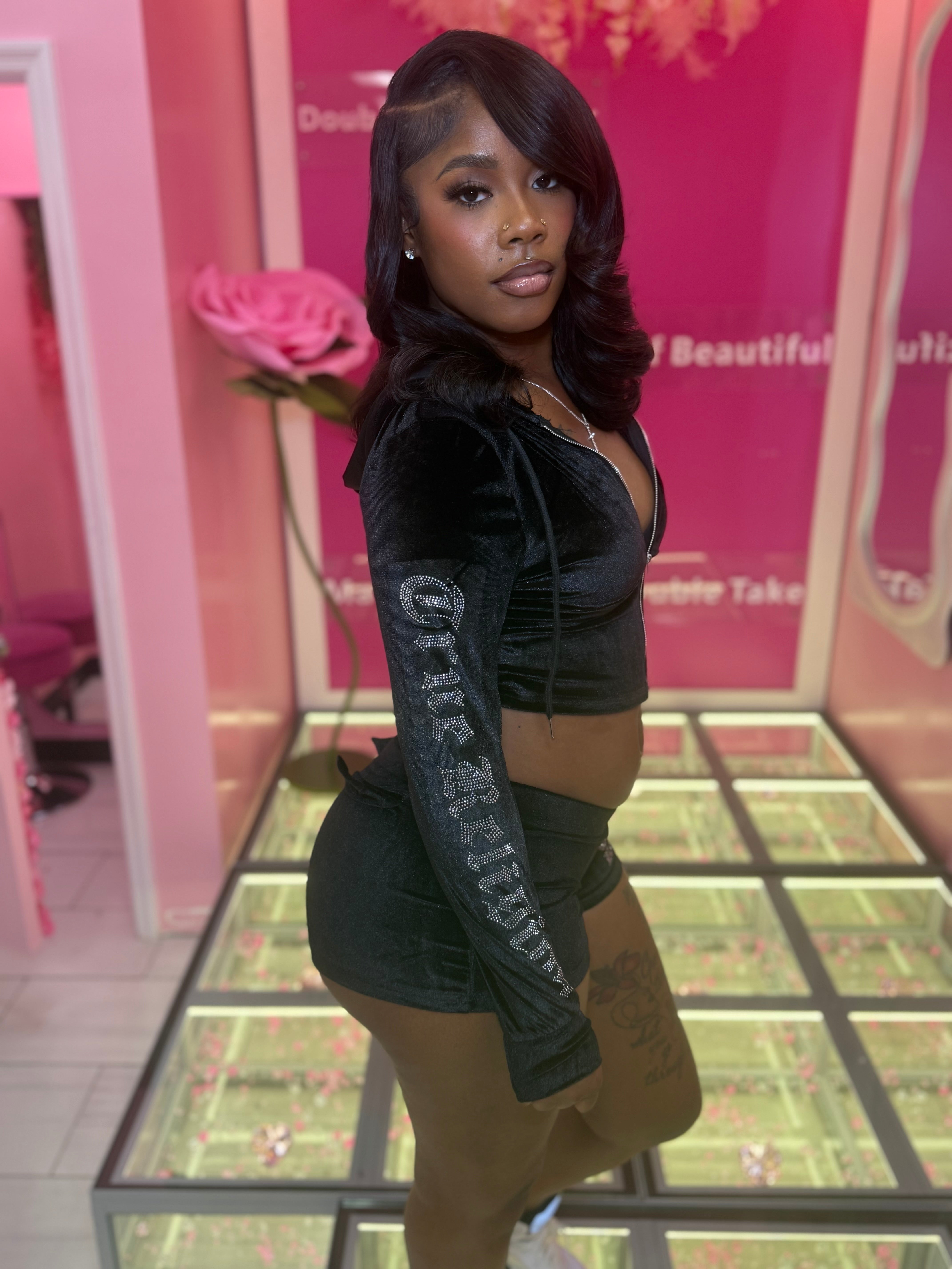 The Truu Diamond Velour Short Set