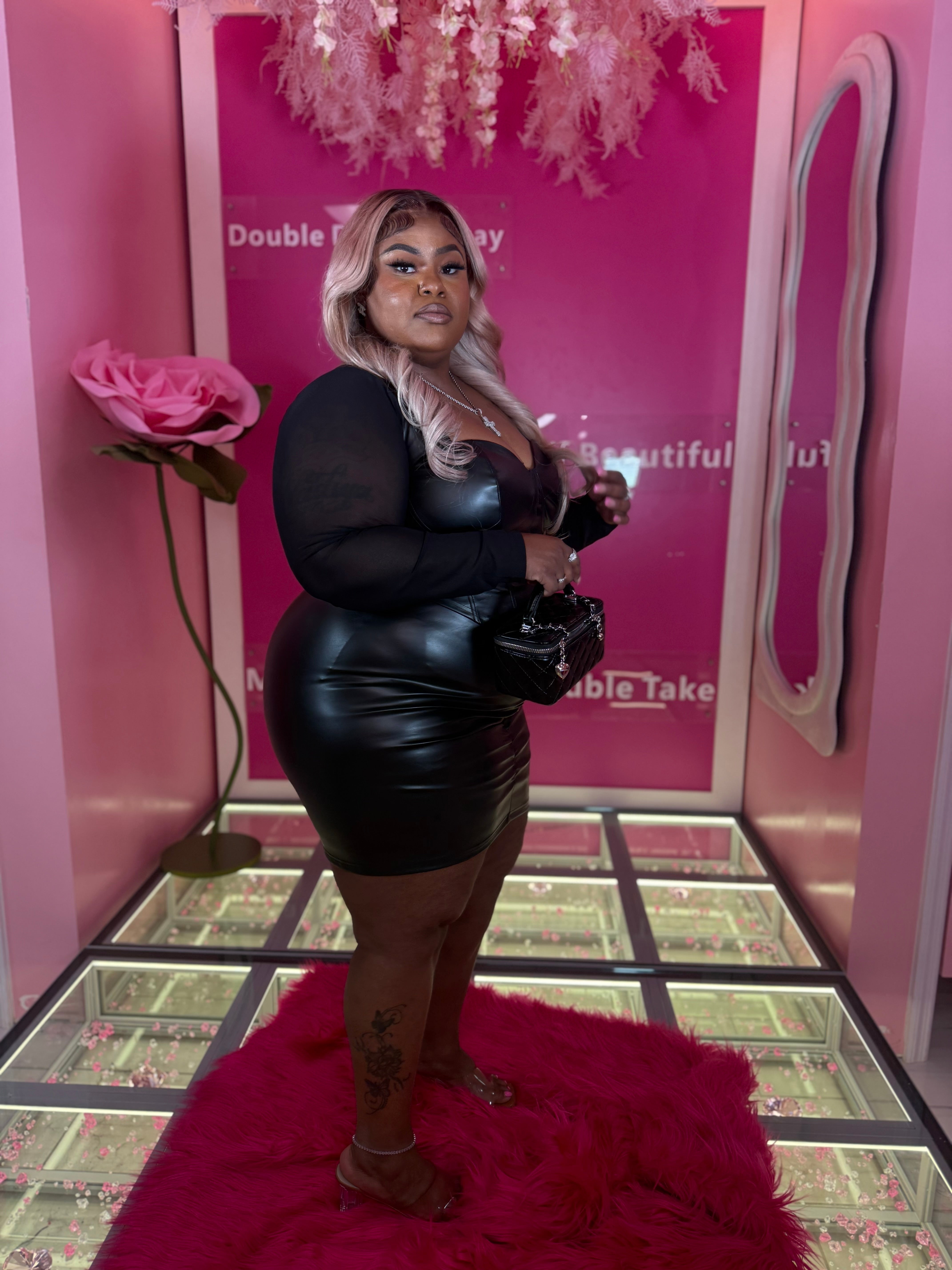 The Leather Scrunchy Corset Skirt Plus Set