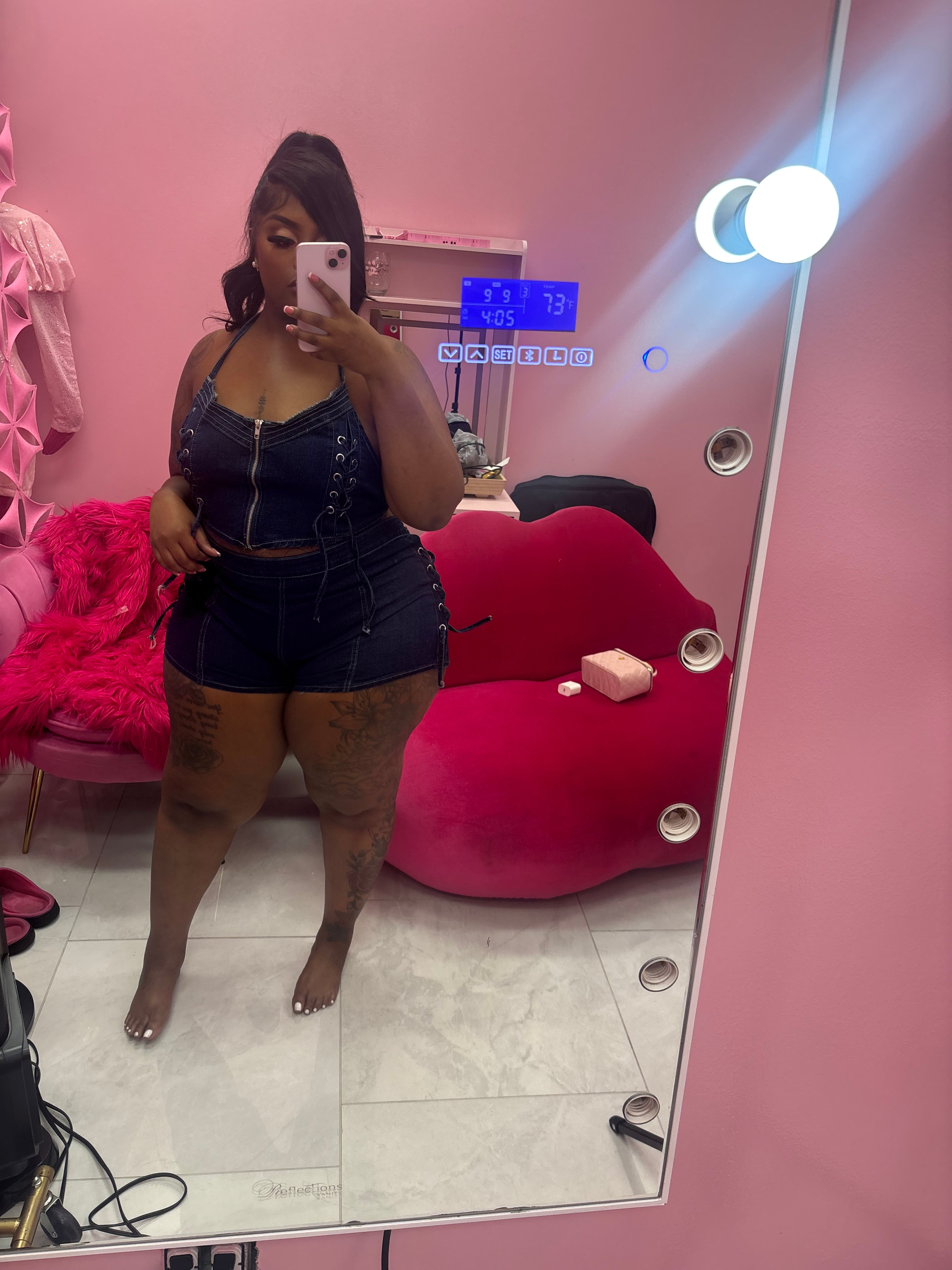 Itgirl Blue Jean 2 Piece Short Set