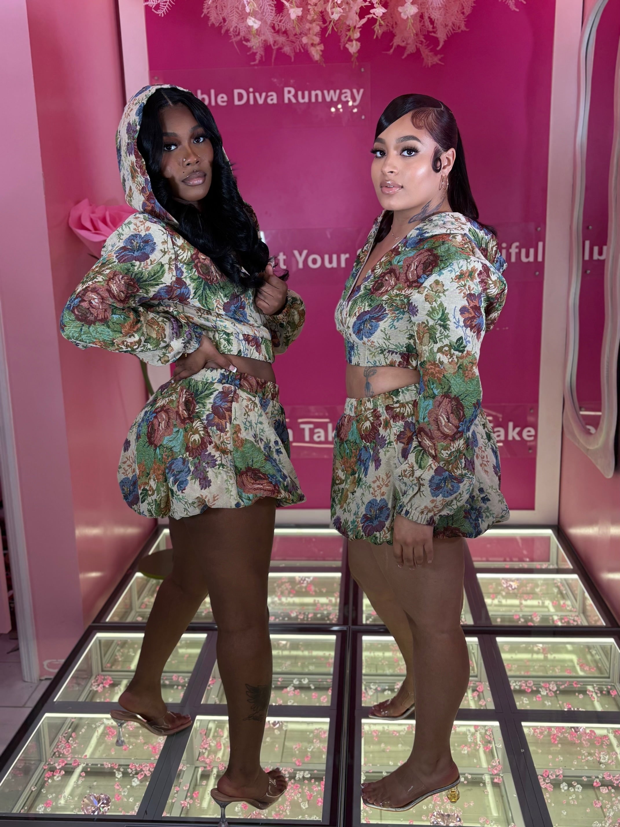 Pick Me Apart Flower Puffer Skirt & Jacket Set