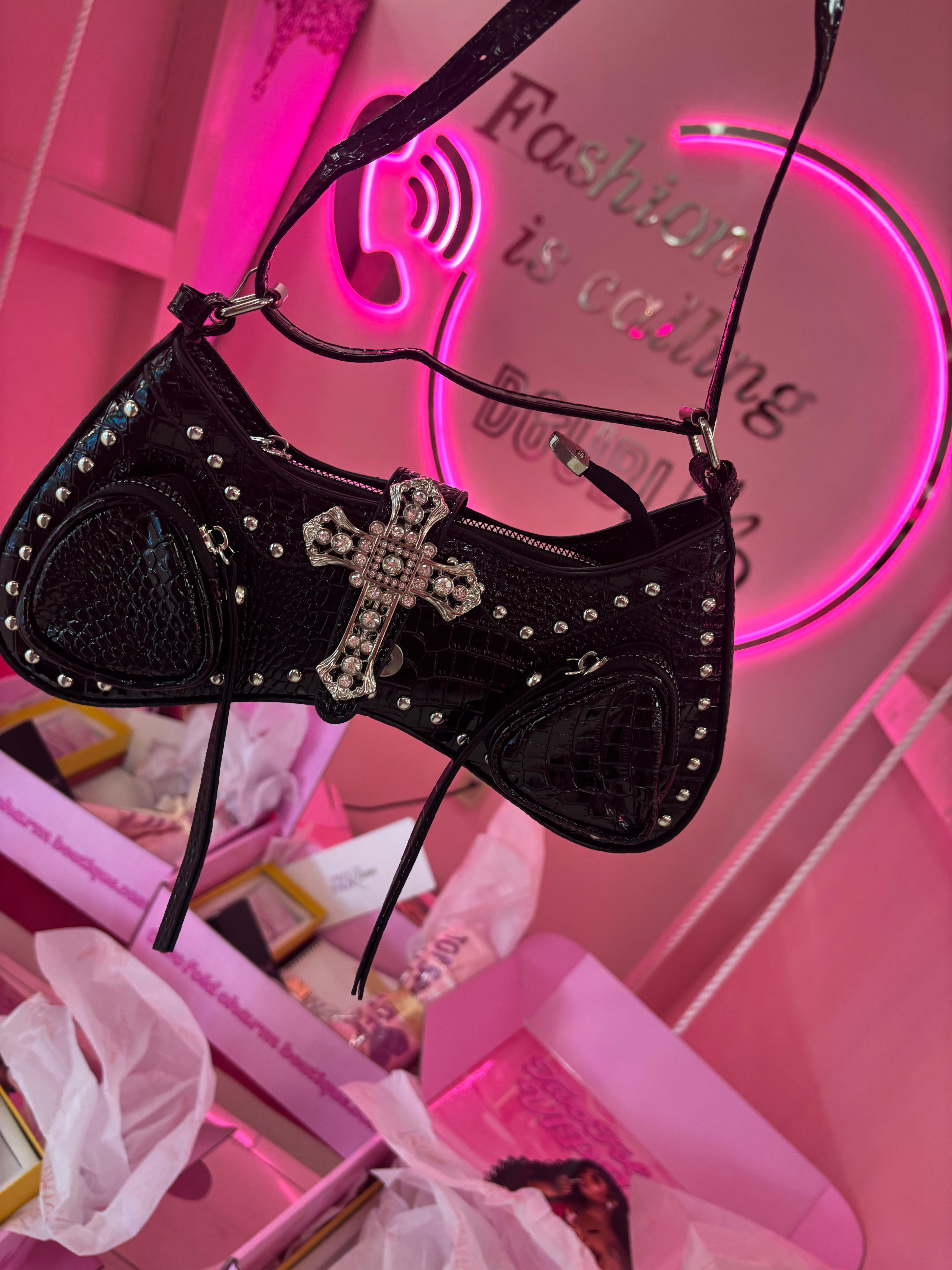 Diamond Studded Handbag Purse