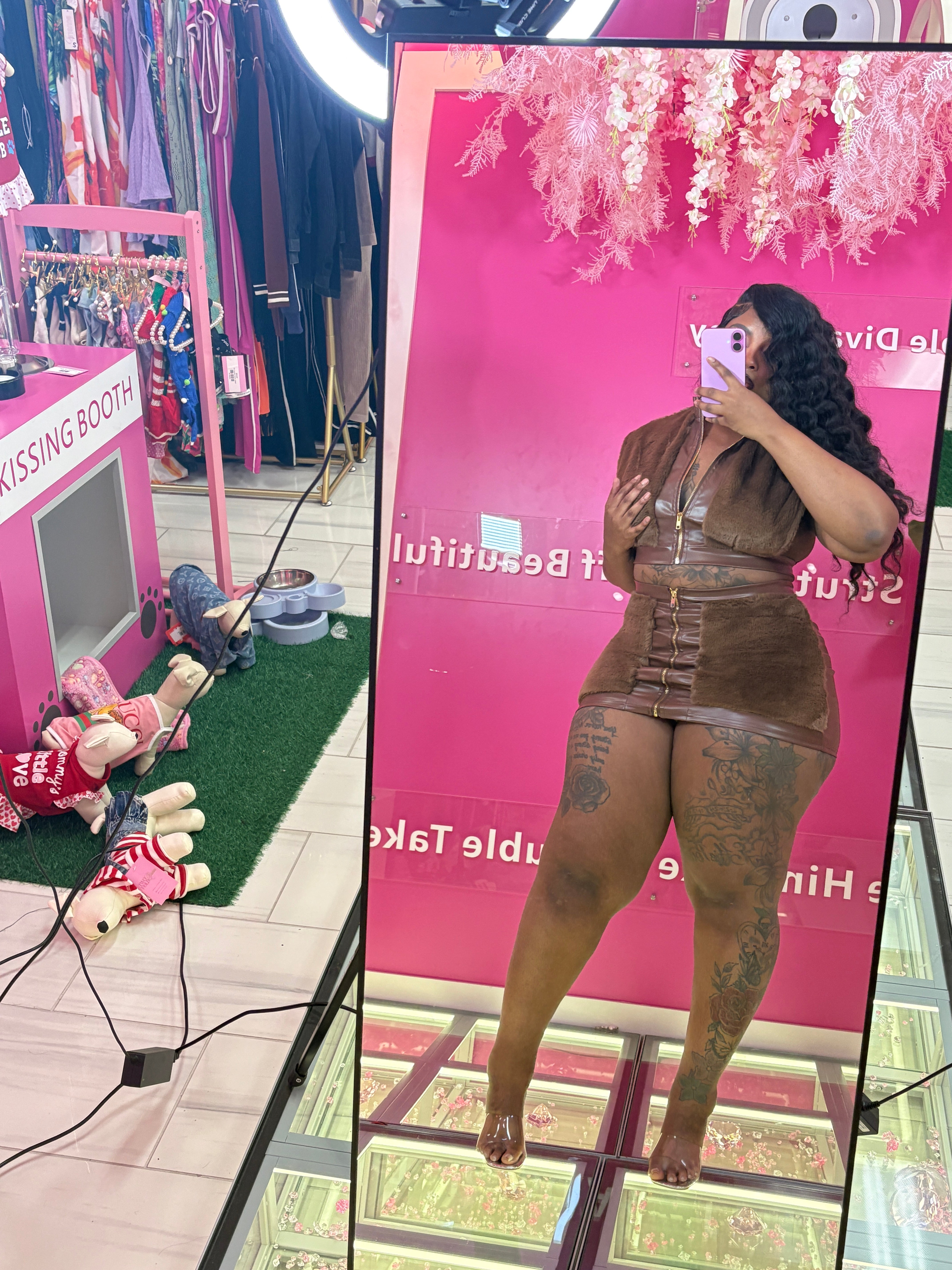 KimK Vibes Faux Fur Skirt Set