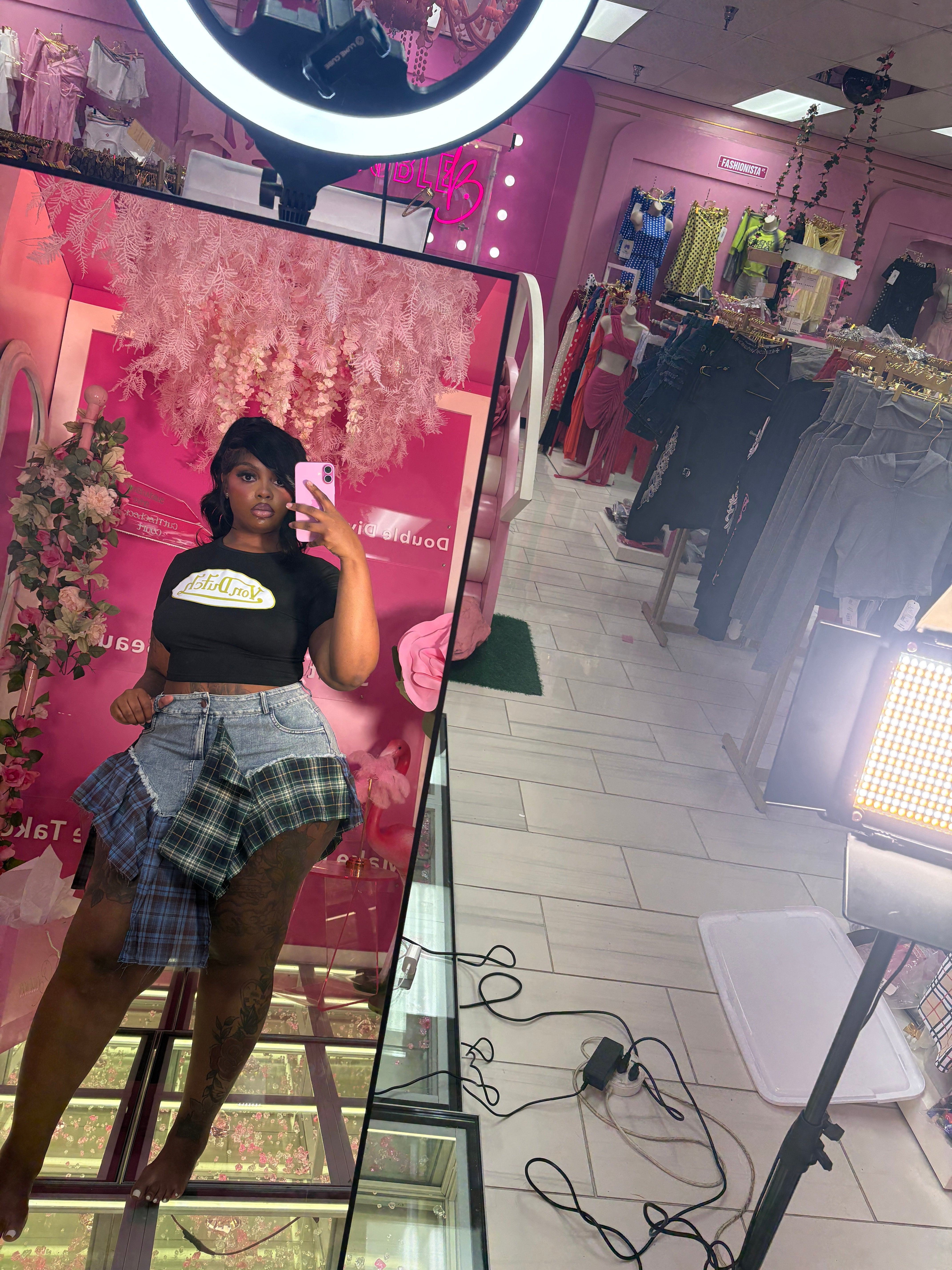 The Plaided Denim Shorts