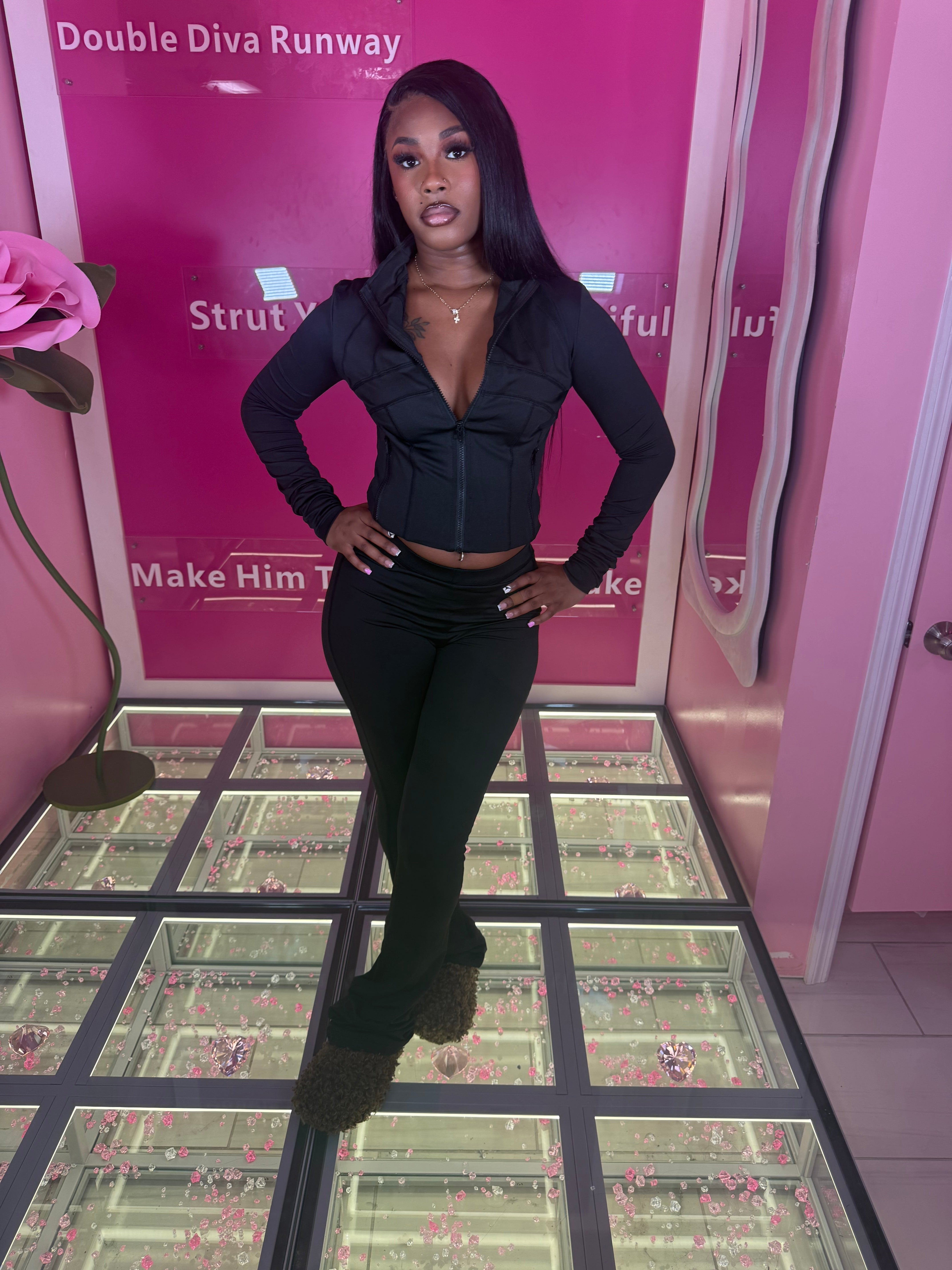 For The Gym Active Wide Leg Pants Set (Lulu inspired set)