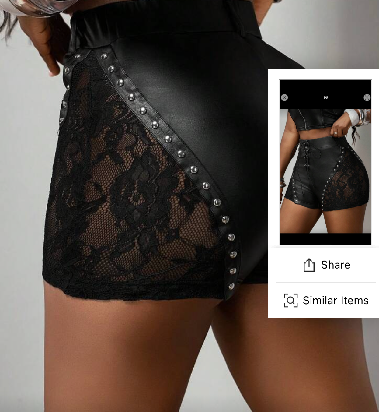Plus size Lacey leather shorts