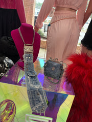 School girl jeans bow tie ￼