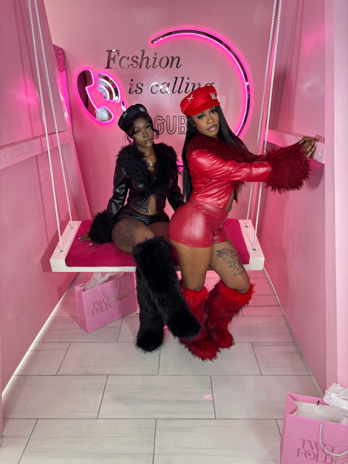 Baddie Night Out Fur Short Set