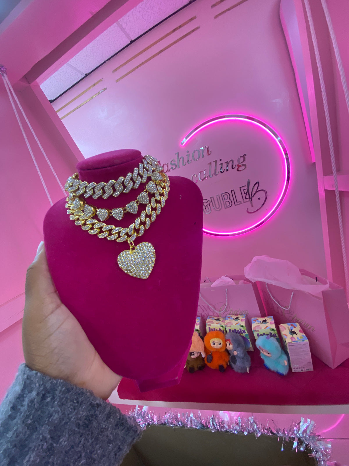 The double heart layer necklace set