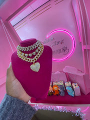 The double heart layer necklace set