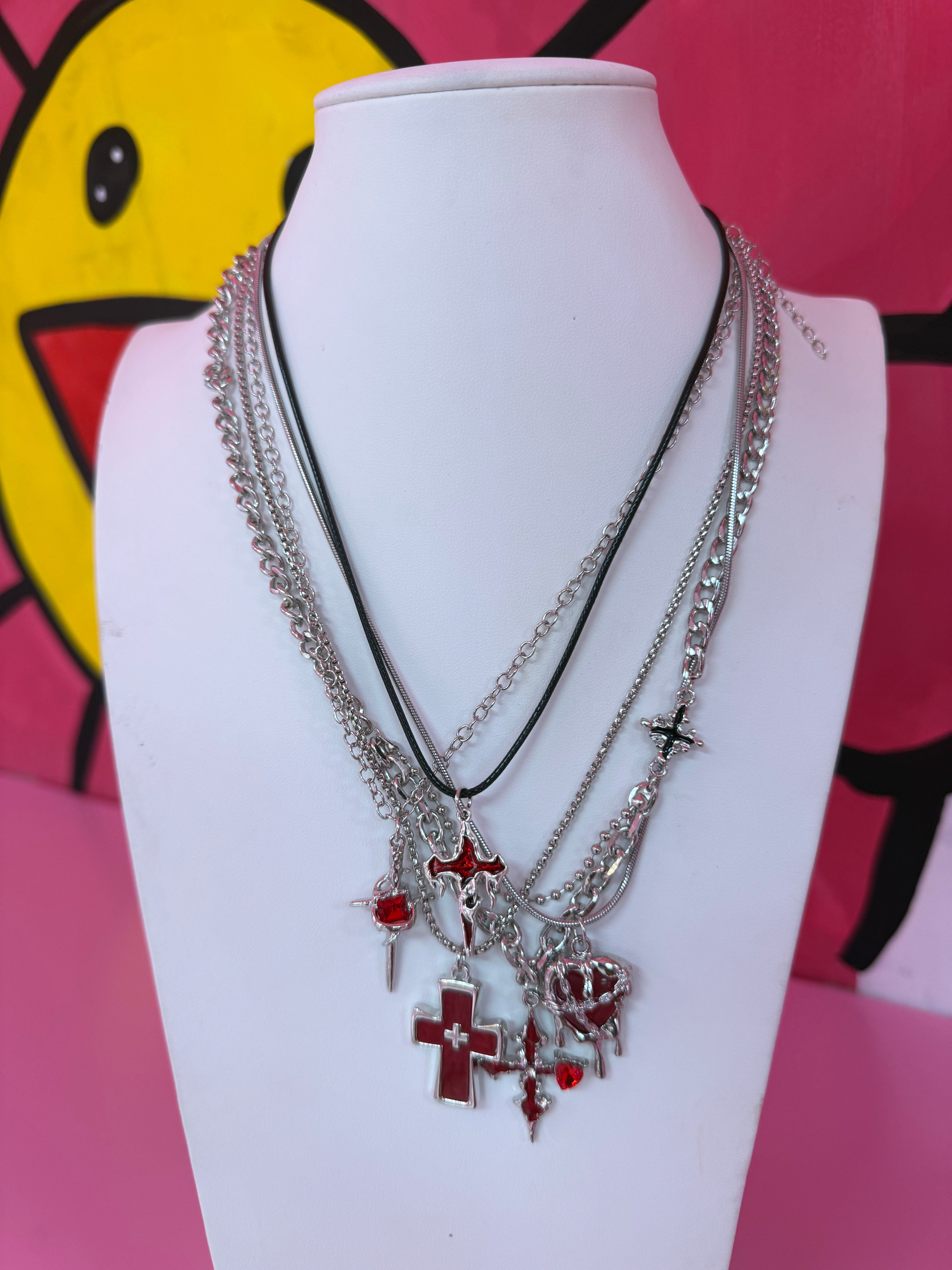 Dark Angle Cross 6 pc Necklace Set