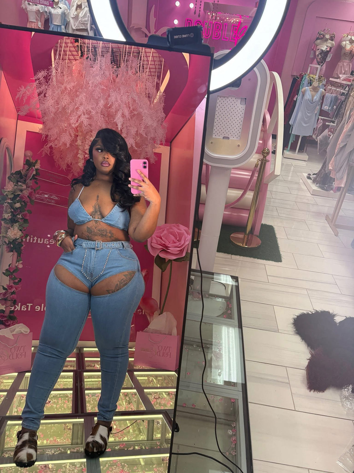 Dazzle Rodeo Denim Bikini & Cutout Chaps Pants Set