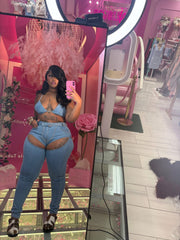 Dazzle Rodeo Denim Bikini & Cutout Chaps Pants Set