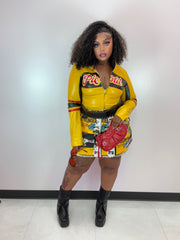 The Graphic Yellow Denim Skirt