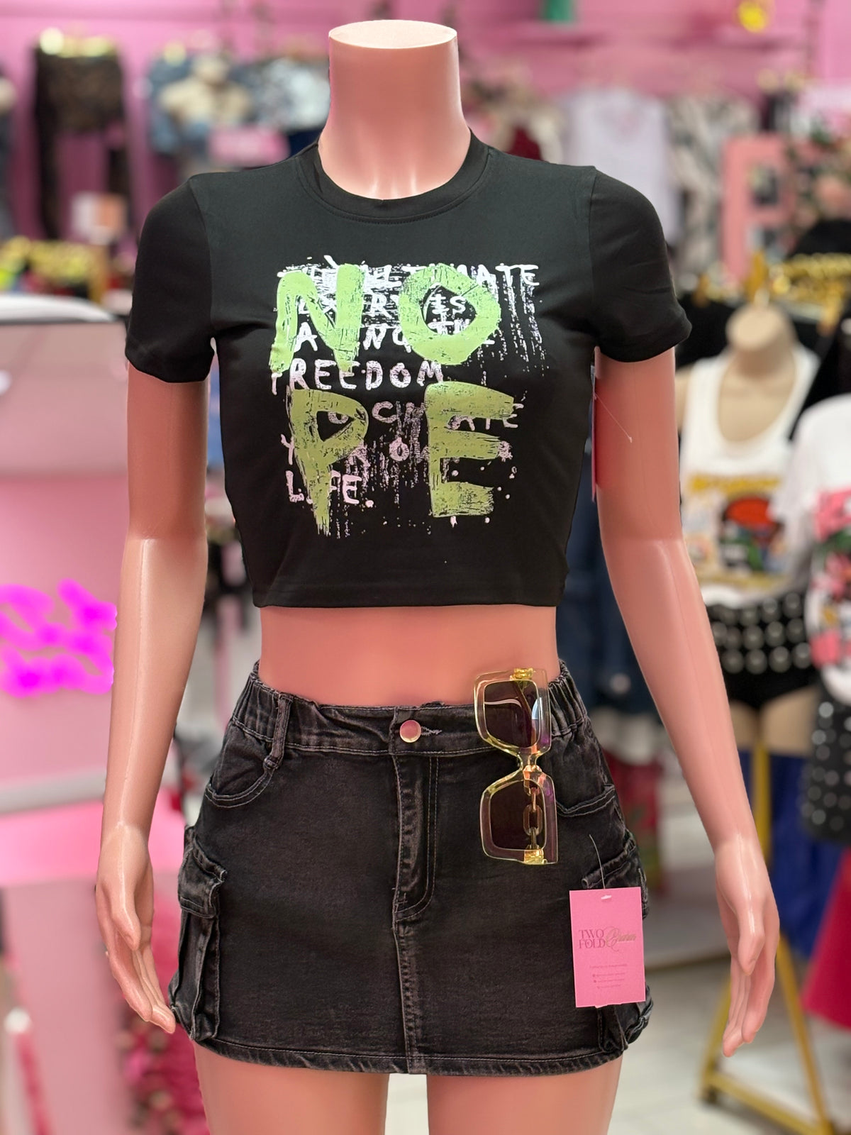 The No Ma’am Grunge Crop Tee
