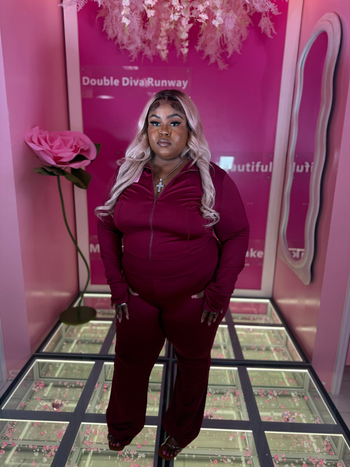 The plus Burgundy Tracksuit