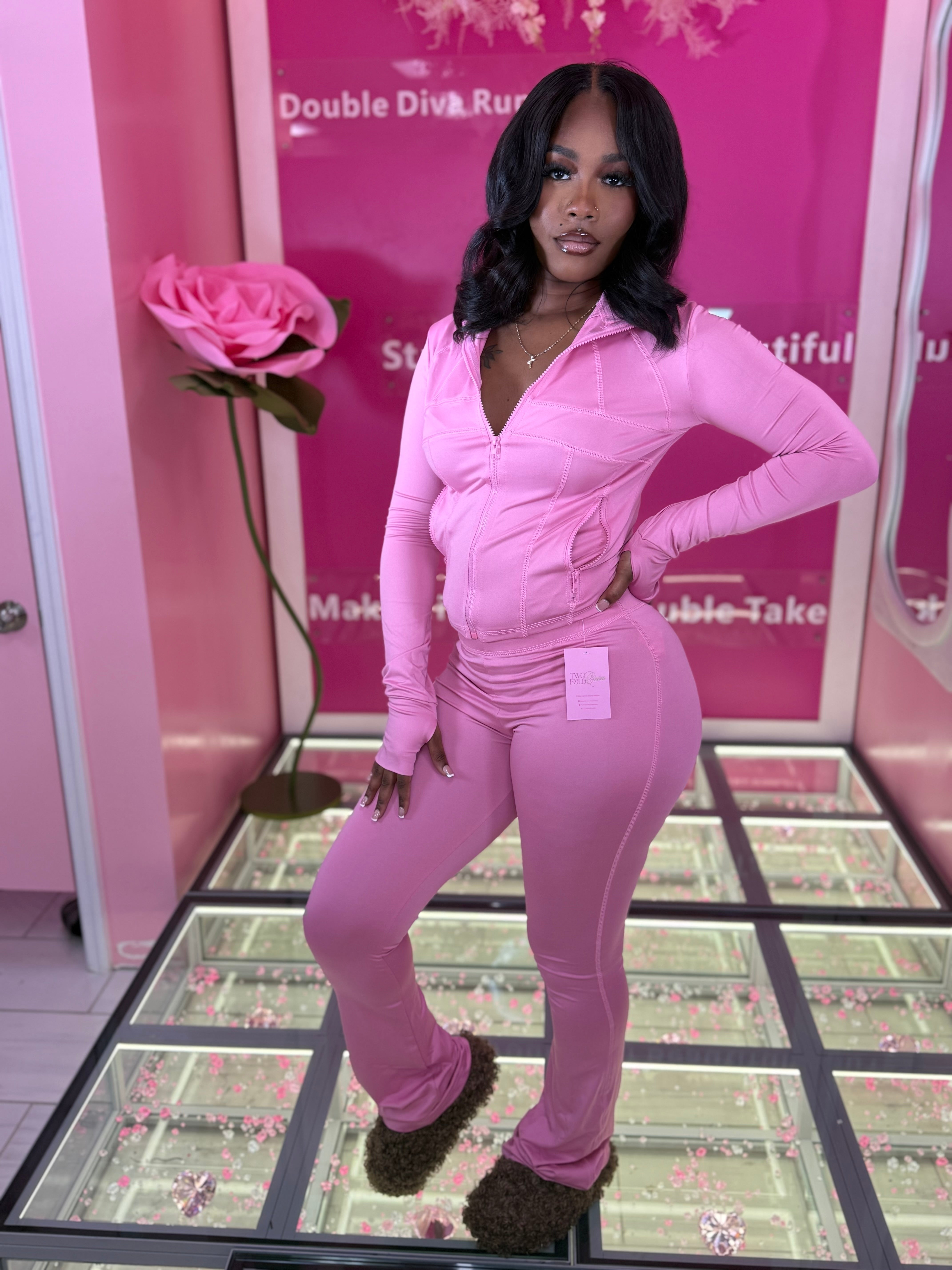 For The Gym Active Wide Leg Pants Set (Lulu inspired set)