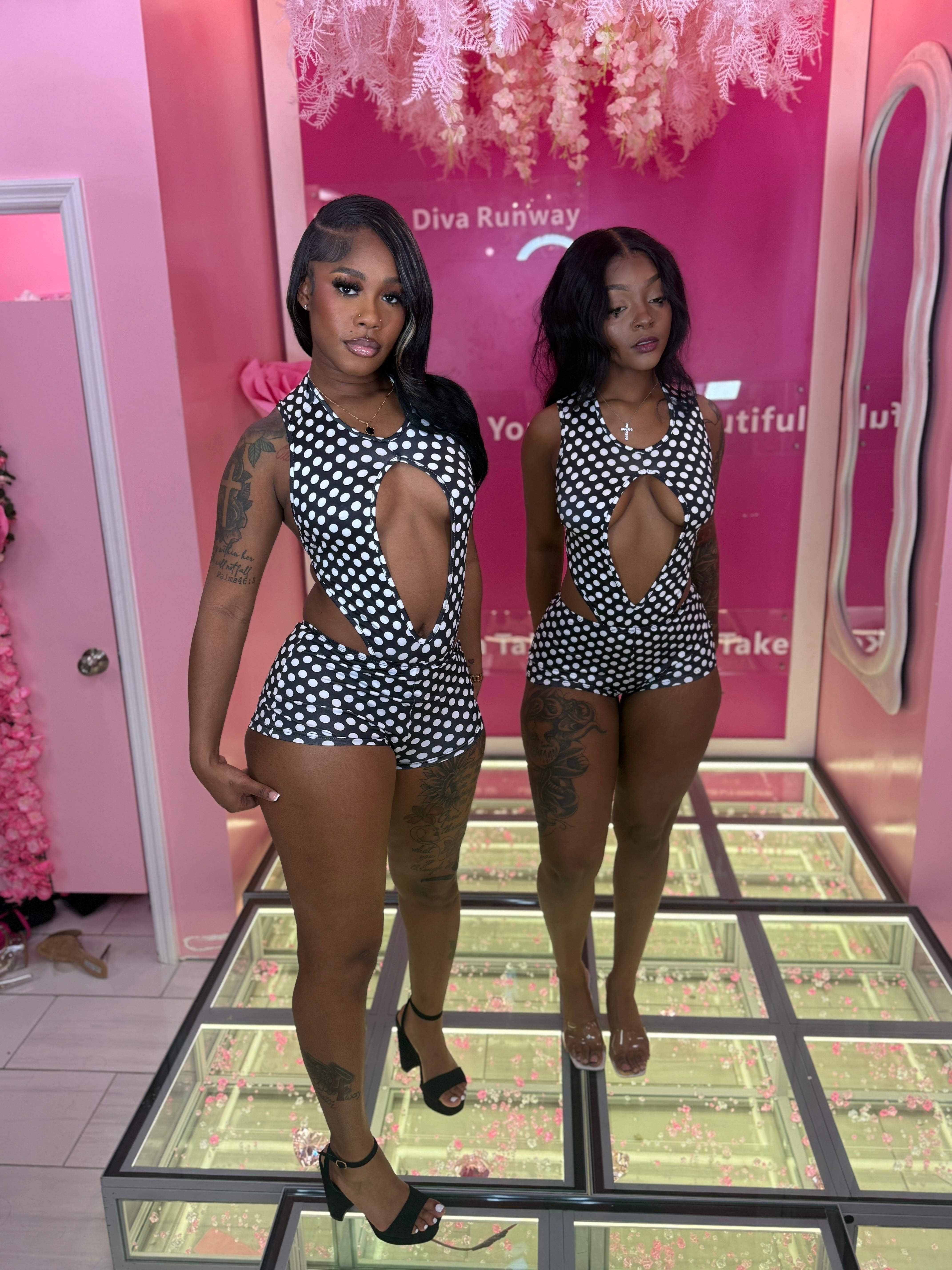 Polkadot bodysuit short set