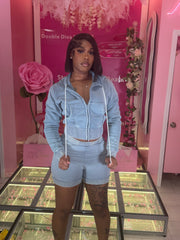 The Stone Wash Jacket Short set