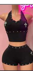 Studded Cross Short Set