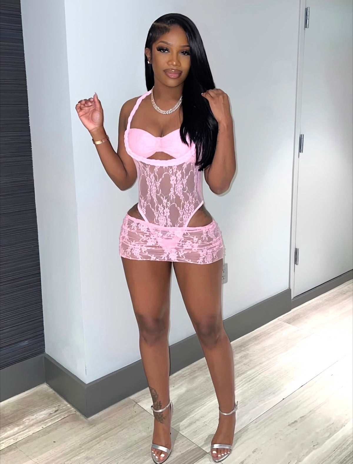 Blush Crush Lace Leotard & Skirt Set 🌸