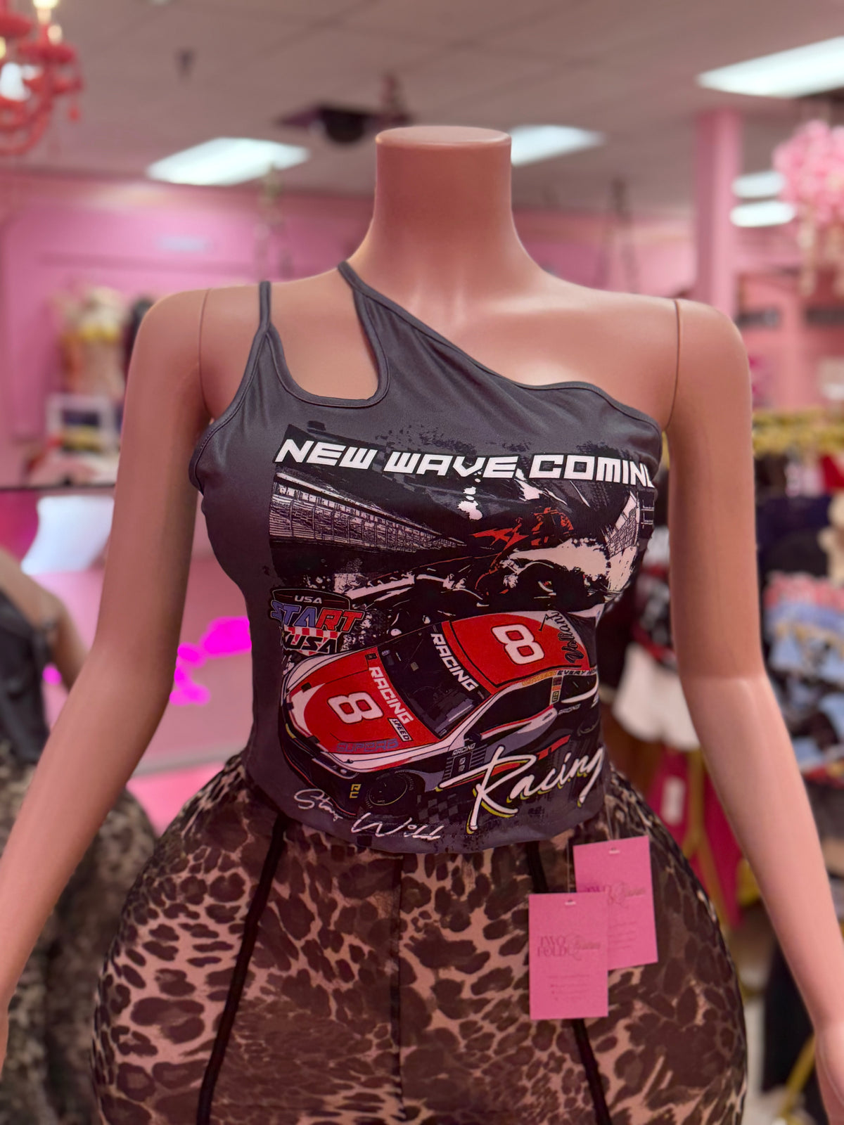 New wave one shoulder plus top