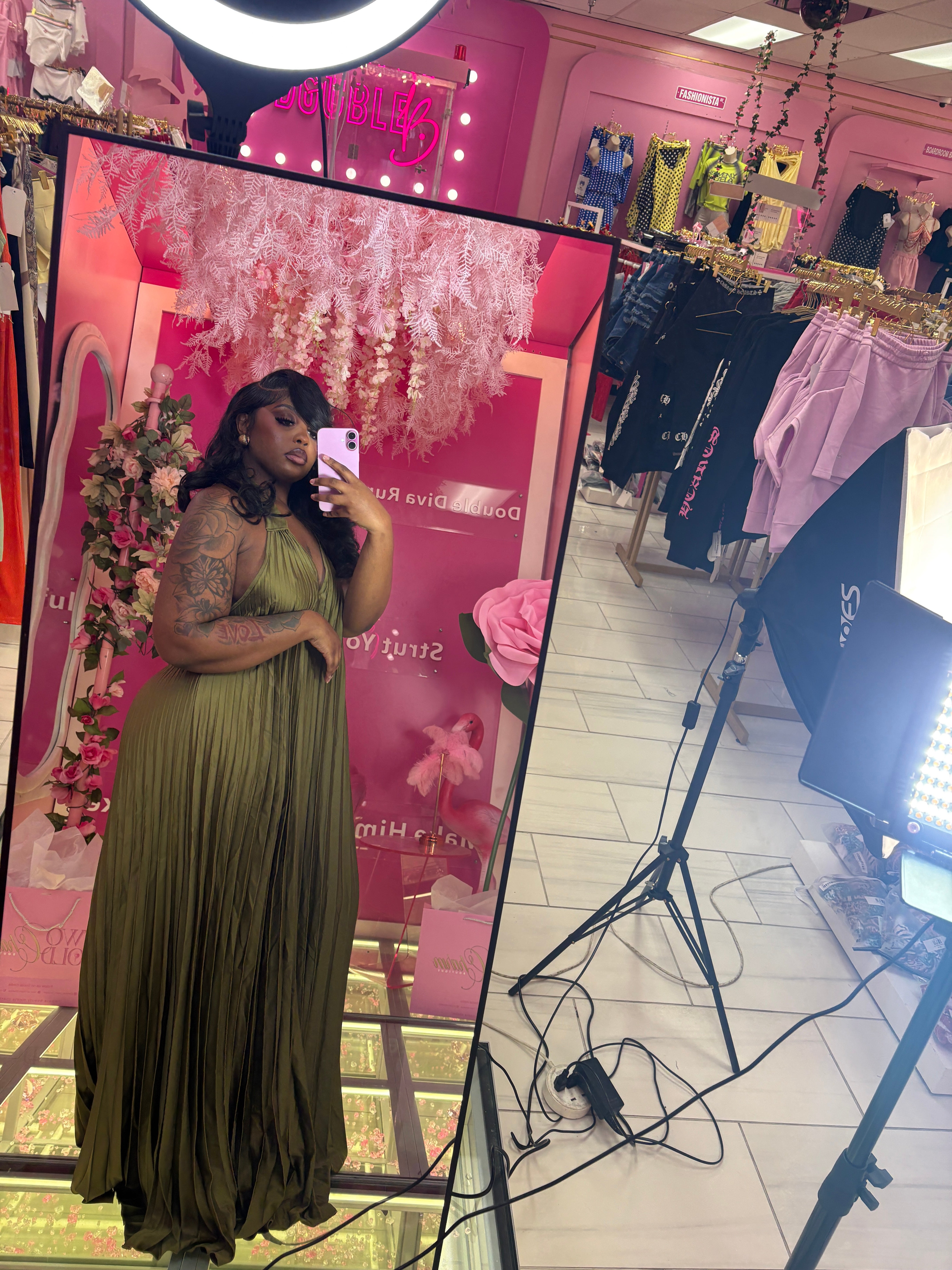 Goddess Energy Plus Pleated Maxi Dress