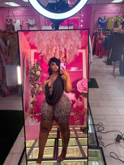 The pretty girl Sheer Cheetah short Set